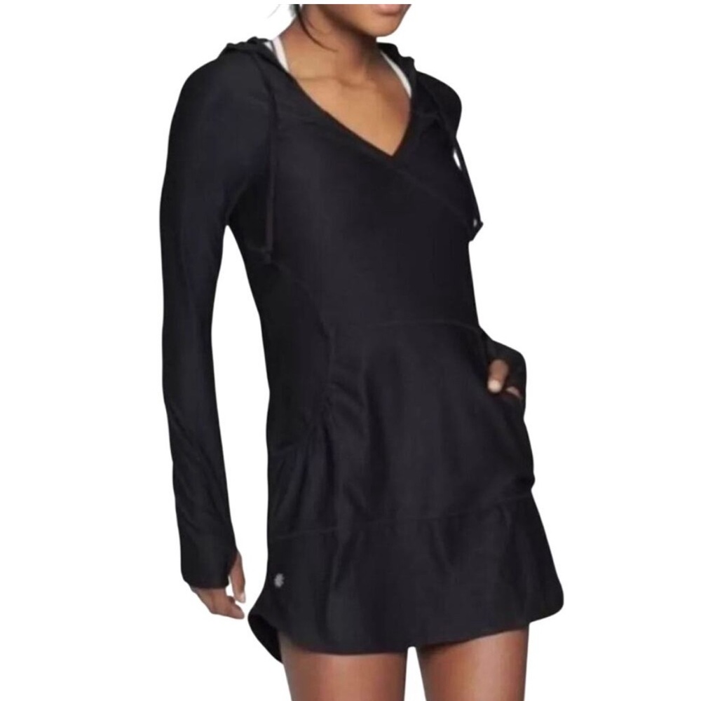 ATHLETA Wick It Wader Hooded Swim Up Pockets Black Size Large